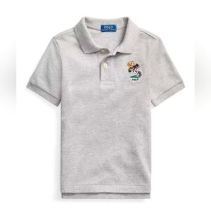 Polo Ralph Lauren Bear Cotton Mesh Polo Shirt (Grey Heather, Boy Size 6)